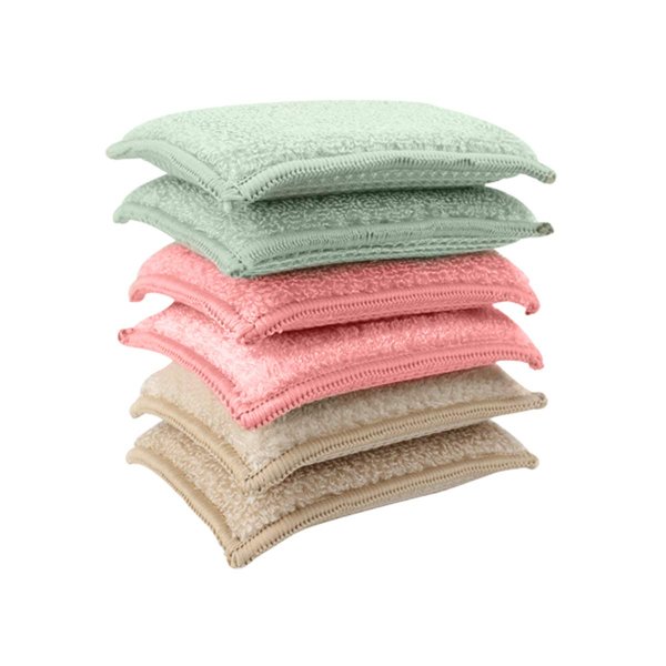 KMAKII Bamboo Kitchen Sponges Dish Sponge Super Absorbent Natural Dish Sponges,3 Color, Pack of 6