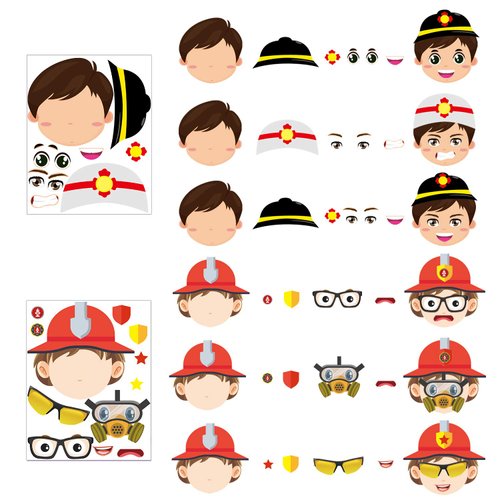 MALLMALL6 36Pcs Firefighter Sticker Make a Face Stickers Fireman Birthday Party Supplies Baby Shower Party Favors Party Decorations Room Decor Fire Chief Sticker DIY Crafts Games for Kids Boys Girls…