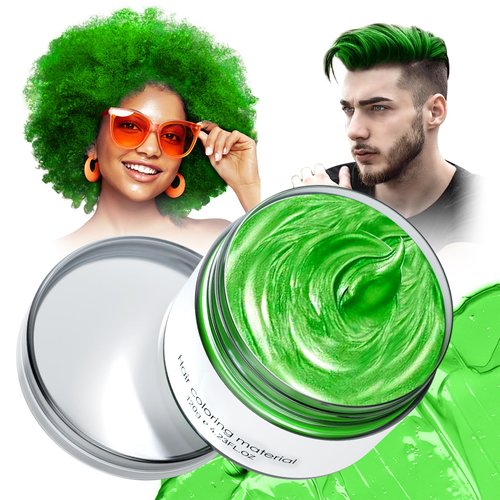 Green Temporary Hair Dye,Temporary Hair Color Wax,Natural Washable Hair Dye Temp Hair Color for Women Men Kids Party Cosplay Halloween