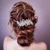 Wedding Hair Combs, Sparkly Crystal Flower Hair Clips Bride Bridesmaid Hair Sides Comb Rhinestone Barrettes, Crystal Flower Hair Pins Hair Accessories for Women Girls (Silver-1)