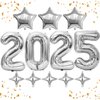 HiParty Silver 2025 Balloon Numbers, Happy New Year Balloons, Happy New Year Decorations, 40inch 2025 Balloons Silver for New Years Eve Party Supplies 2025, Happy New Year Banner, NYE Decorations