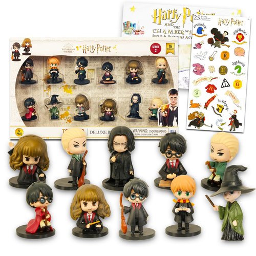 Harry Potter Cake Topper - Harry Potter Cake Decorations Bundle with 12 Harry Potter Cake Toppers Figures (1.5"), Stickers, & More | Harry Potter Party Supplies