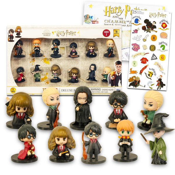 Harry Potter Cake Topper - Harry Potter Cake Decorations Bundle with 12 Harry Potter Cake Toppers Figures (1.5"), Stickers, & More | Harry Potter Party Supplies