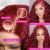 99j Burgundy Deep Wave Lace Front Wigs Human Hair 13x4 180% Density Transparent Lace Frontal Wigs Curly Wigs for Women Red Curly Wigs Pre Plucked with Baby Hair 99j Lace Front Human Hair Wigs (22inch)