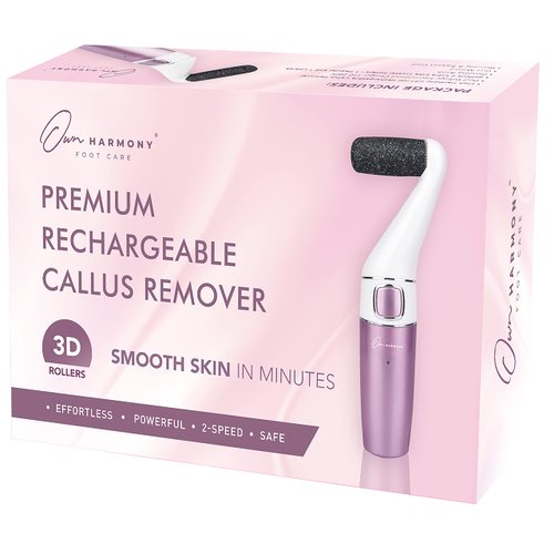 Own Harmony Professional Pedi Foot Care for Women: Rechargeable Pedicure Tools and Callus Remover for Feet Electric - Electronic Foot File Sander - Best for Hard Dry, Dead, Cracked Skin (3 Rollers)