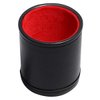 Cyber-Deals Set of Dice Cup Black PU Leather w/Plush Red Felt Lined + Spanish Poker Dice Ivory Tone (Gift Boxed)