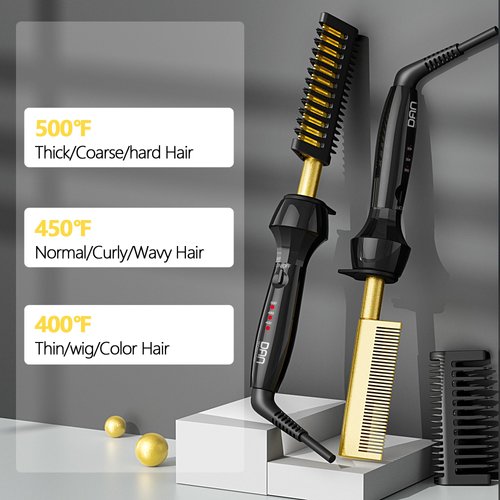 Dan Technology hot comb hair straightener，Dual voltage electric hot comb,travel size hot comb,ceramic hot comb,500 degree pressing comb,Adjustable temperature hot comb electric for wigs