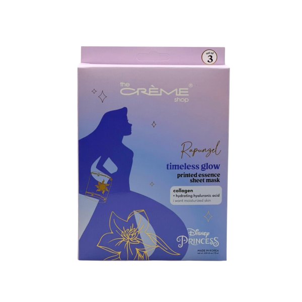 The Crème Shop Rapunzel Printed Essence Sheet Mask - Timeless Glow, Paraben-Free, Sulfate-Free & Cruelty-Free Korean Face Mask (Set of 3)