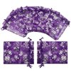 Ankirol 100pcs Sheer Organza Favor Bags Purple Butterfly Print For Wedding Gift Bags Samples Display Drawstring Pouches (5x7)