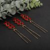 Rumtock 3pcs Vintage Red Crystal Beads Gold Hair Pins for Women Girls Wedding Bridal Vintage Hair Styling Jewelry (Red)