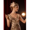 SWEETV 1920s Headpiece Flapper Headband, Rhinestone Pearl Feather Hair Band Great Gatsby Headpiece Accessoreis for Women,Champagne