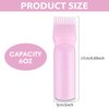 COMNICO Root Comb Applicator Bottle, 6 Ounce Plastic Squeeze Hair Dye Oil Applying Applicator Brush Cap with Graduated Scale, Portable Hair Color Dispenser (Pink)