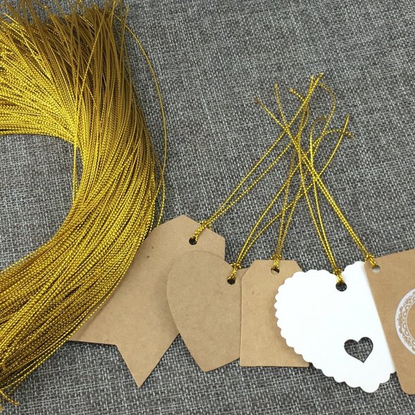 328 Feet Gift Tags String Hang Tags Rope (Gold)