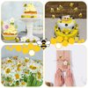 Moukeren Felt Bees for Crafts and Crocheted Spring Flowers Set, Wool Bee Decorations Plush Knitted Flowers for DIY Craft Decoration Party Favors (36 Pcs)