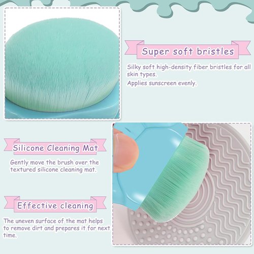 2 Pack Kids Sunscreen Applicator, Sunblock Buddy Brush with Protective Case, Sun Lotion Applicator Sun Cream Brush Set with Brush Cleaning Pad, Sun Cream Brush for Cream or Flawless Powder Cosmetics