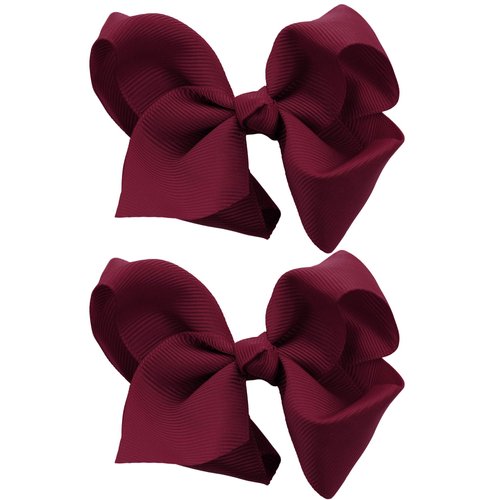 NYFASHION101 Toddlers' Girls' Smooth Grosgrain Ribbon Bow Alligator Clip, Burgundy