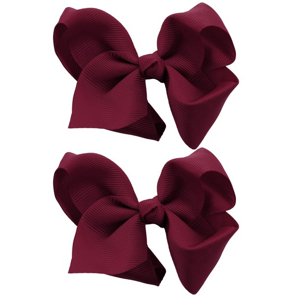 NYFASHION101 Toddlers' Girls' Smooth Grosgrain Ribbon Bow Alligator Clip, Burgundy