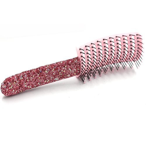 Bestbling Bling Styling Hair Smooth and Detangle Hair Brush for Women, Girl, Men, Arc-shaped Spareribs Comb (Pink)