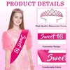 16th Birthday Decorations for Girls, Pink Sweet 16 Birthday Decorations Hot Pink Happy Birthday Banner Number 16 Foil Balloons Sash and Crown Cake Topper for Girls Sixteen Birthday Party Supplies