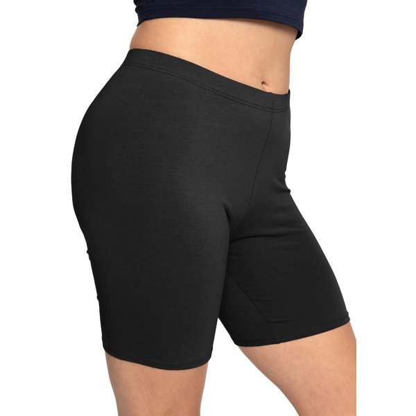 Stretch is Comfort Women's Cotton Biker Shorts Black Medium