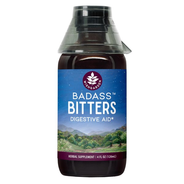 WishGarden Herbs Badass Bitters - All-Natural Digestive Bitters Made with Gentian Root, Orange Peel & Fenugreek Seed, Bitters for Digestion Stimulates Digestive Enzymes Function, Swedish Bitters, 4oz