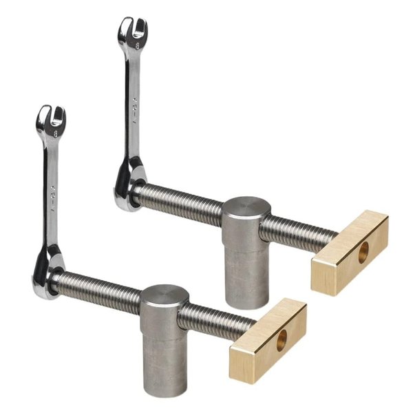 DDWT 2 Pack Bench Dog Clamp 3/4 Inch Dog Hole Clamp Woodworking Adjustable Workbench Stop Stainless Steel Brass (19mm)