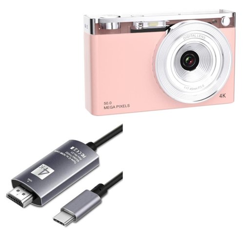 BoxWave Cable Compatible with Haoctrers Digital Camera for Kids (2.88 in) - SmartDisplay Cable - USB Type-C to HDMI (6 ft), USB C/HDMI Cable - Jet Black