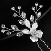 Sliver Flower Hair Comb With 2 Clear Crystal Hair Pins Hair Sticks Wedding Hair Comb Bridal Hair Accessories Hair Clips For Brides and Bridesmaids-Hapibuy