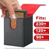 Xuanbeier Card Deck Box for Trading Cards,Card Storage Box Fits 120+ Single Sleeved Cards, PU Leather Strong Magnet Card Deck Case Holder for Magic Commander TCG CCG (Black-RED)