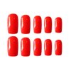 Zehope Glossy Press on Nails Red Short Square Fake Nails Full Cover Artificial Acrylic False Nails for Women and Girls (24Pcs)