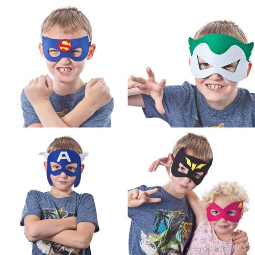 TEEHOME Superhero Masks Party Favors for Kid (33 Packs) Felt and Elastic - Superheroes Birthday Party Masks with 33 Different Types for Children