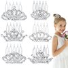 Princess Crown Comb Set for Girl 18 Pcs Silver Tiara Crown with Comb Crystal Tiara Headband Rhinestone Hair Piece Toddler Bride Hair Accessories for Birthday Party Photography Young Teens Gifts