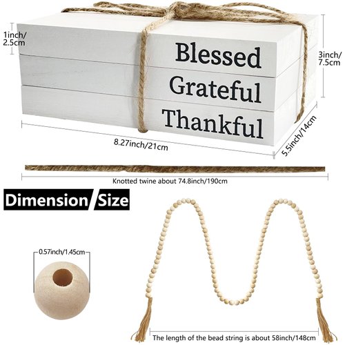 Decorative Books for Home Decor,Faux Books for Decoration,Rustic Farmhouse Decor,Farmhouse Shelf Decor,Decor Books for Coffee Table,Fake Books,with Wooden Bead String Tassel 58 in