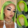 Lime Green Bob Wig Human Hair Lace Front Wigs 10 Inch 13x4 HD Lace Front Wigs Human Hair Pre Plucked Glueless Wigs Short Bob Wig Brazilian Virgin Human Hair Lace Front Wigs for Women 180% Density