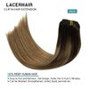 Lacer Dark Brown Roots Clip in Hair Extensions Human Hair Fading to Chestnut Brown Clip in Extensions 14 Inch for Long Natural Extensions Human Hair 120 Grams 7 Pcs