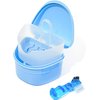 Y-Kelin Denture Retainer Cleaner Kit, Denture Cleaning Case with Denture Brush (Blue)