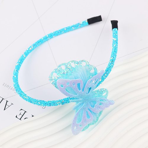 Doneace Butterfly Headband Blue Glitter Hair Hoop for Girls Kids Cute Sparkly Hair Bands Hair Accessories Costume Headdress for Holiday Birthday Decoration Party Supplies Gift 1PCS