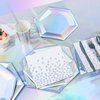 Iridescent Party Supplies Decorations, Holographic Party Paper Plates Set, Disposable Iridescent Cups Knives Spoons Fork Set for Wedding Birthday Party, Serve 16