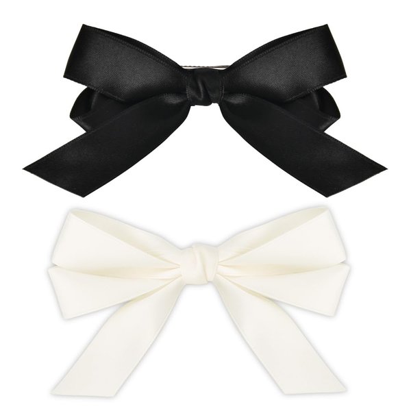Black White Ribbon Bow Hair Chips for Women Girls Silky Satin Hair Bows Hair Barrettes Hair Acccessories for Teen Girls Toddler Girl French Style Bowknot Hair Bow Clip Hair Pins