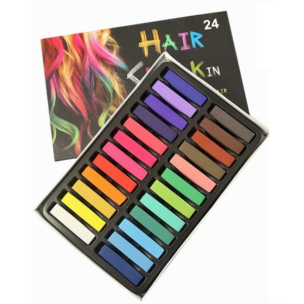 24 Colors Hair Chalk Set for Kids, Pets Dog Hair Dye - Washable Hair Art Gift for Holloween, Birthdays, Easter & Cosplay
