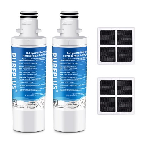 PUREPLUS ADQ747935 Replacement for LG LT1000P MDJ64844601 Kenmore Elite 9980 LT1000, LT1000PC, ADQ74793501 LMXS28626S, LMXS30796S Refrigerator Water and LT120F Air Filter, Model: RWF4700AC, 2Pack