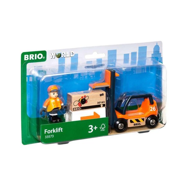 Brio World 33573 - Fork Lift - 4 Piece Wooden Toy Train Accessory for Kids Ages 3 and Up