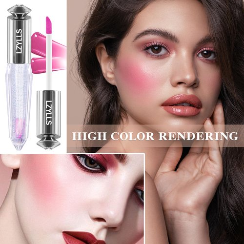 Cream Blush Stick with Brush,Waterproof Multi Cream Blush Stick Makeup,Lightweight,Long-lasting,Easy To Use,2 in 1 Multi Stick Blush for Cheeks & Lip Tint & Eyeshadow Makeup,Suitable for All Skin D1