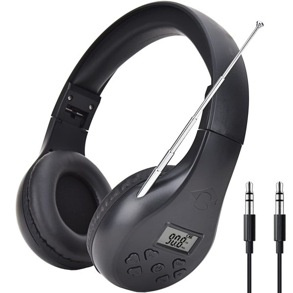 HanRongDa Radio Headphones Portable Stereo FM Radio with Best Reception, DSP Digital Personal Wireless Headset with Preset Stations, AA Battery Operated for Walking, Traveling, Jogging HRD-600