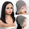 GIRLOFDREAMS 13x6 Bob Lace Front Wig Human Hair Straight Transparent Lace Frontal Wigs Pre Plucked with Baby Hair Brazilian Remy 180 Density Pre Plucked Natural Color Black Short Wigs for Black Women