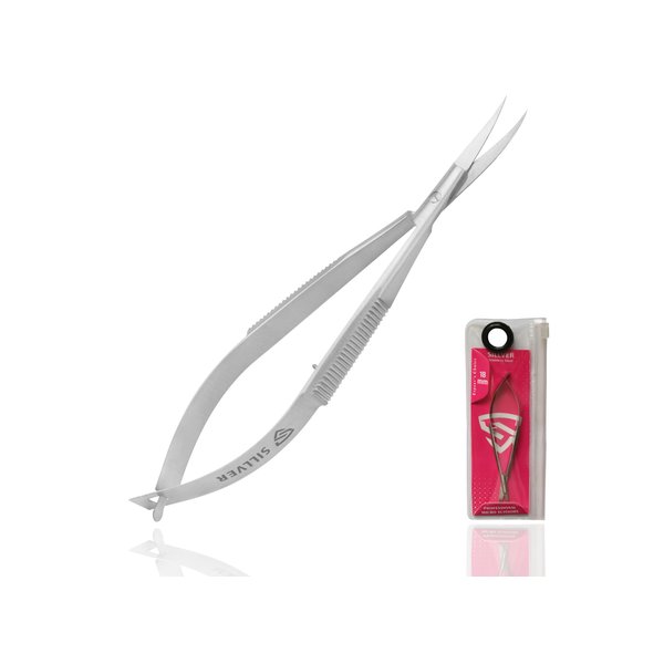 Cuticle Scissors Extra Fine Curved Eyebrow Scissors, Professional Ultra Sharp Precise Pointed Tip Cuticle Trimmer Cutter for Hang Nails, Eyelash, Eyebrow, Dry Skin - Manicure Scissors