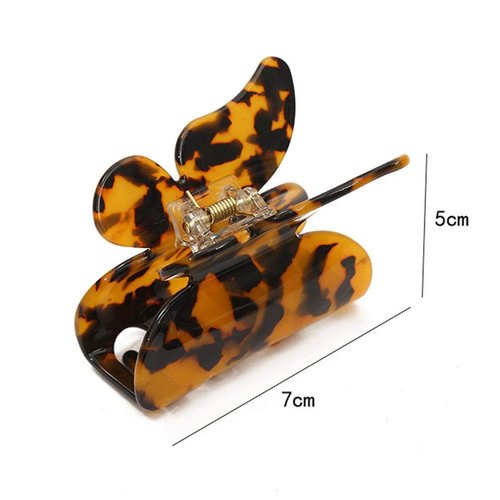 Enfudid 3Pcs Butterfly Hair Clip, Small Tortoise Barrettes Acrylic Hair Jaw Clips Clamp, Celluloid Leopard Print French Hair Claw Clips, Women Styling Hair Clamps for Thick/Thin