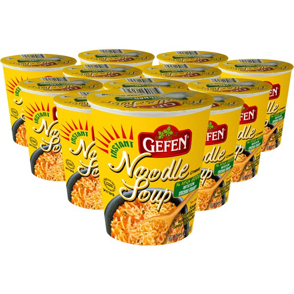 Gefen Instant Noodle Soup Cup 2.3oz (12 pack) (No MSG, Chicken Soup Flavor)