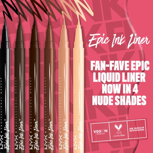 NYX PROFESSIONAL MAKEUP Epic Ink Liner, Waterproof Liquid Eyeliner with Vegan Formula - Dark Chocolate (Dark Brown Matte)