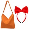Retrowavy 2 Pcs Anime Cosplay Witch Costume Accessories Red Bow Headband and Orange Canvas Shoulder Tote Bag Set for Women Halloween Party